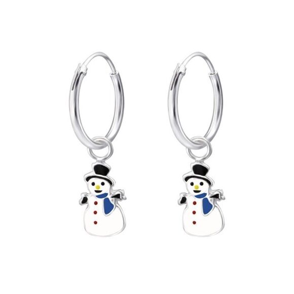 Other - Children's Silver Hoops w/ Hanging epoxy Snowman